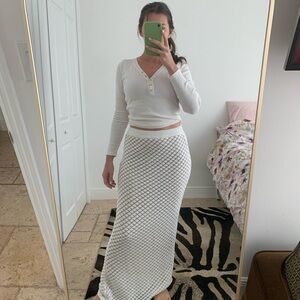 MESHKI Elegant White Maxi Skirt